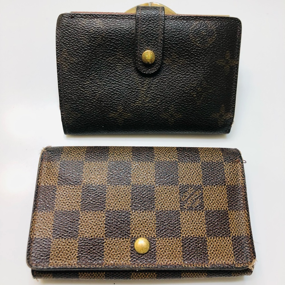 GENUINE LOUIS VUITTON Monogram Damier Ebene French Zip Wallets